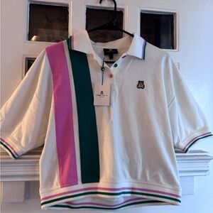 Teddy Fresh Polo - White with Pink and Green Accents